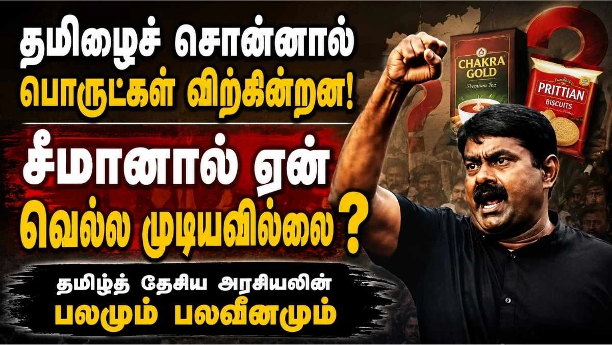 தமிழைச் சொன்னால் பொருட்கள் விற்கின்றன; சீமானுக்கு வாக்குகள் ஏன் கிடைக்கவில்லை?  சீமான் அரசியலின் பலமும் பலவீனமும்: தமிழ்த் தேசியம் ஆட்சியாக மாறாதது ஏன்?