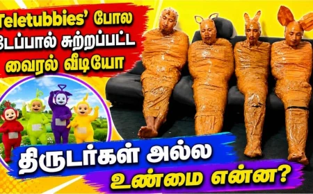'Teletubbies' போல டேப்பால் சுற்றப்பட்ட வைரல் காணொலி : திருடர்கள் அல்ல; உண்மை என்ன?