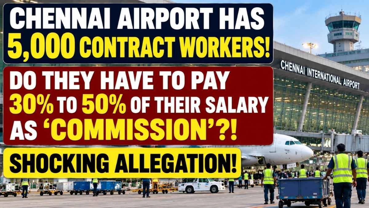 Chennai Airport Contract Workers Forced to Pay 30–50% of Salary as ‘Commission’? Shocking Allegation