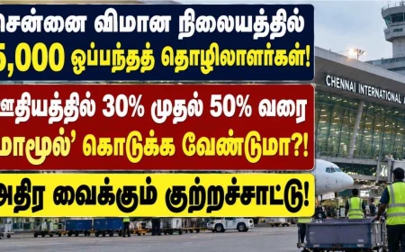 சென்னை விமான நிலையத்தில் 5,000 ஒப்பந்தத் தொழிலாளர்கள்: ஊதியத்தில் ‘மாமூல்’ வசூலிக்கப்படுகிறதா?